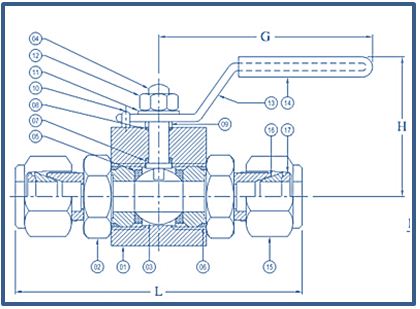 Double Ferrule Ball Valve Compression Tube