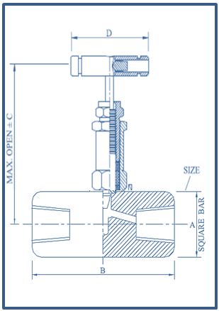 Needle Valve,Female , 6000 psi,Double Bonnet