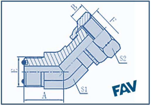 ORFS Fittings - 45º ORFS MALE-ORFS FEMALE