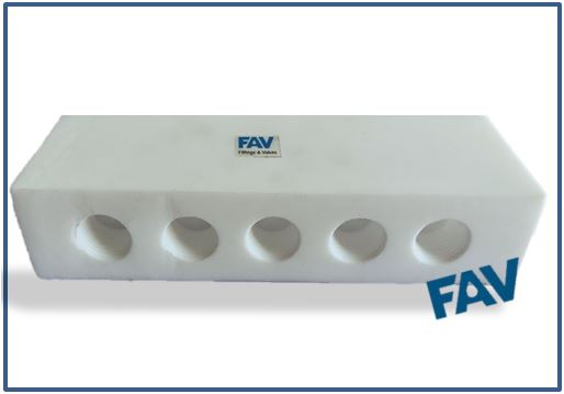 PTFE 5 way Manifold Block