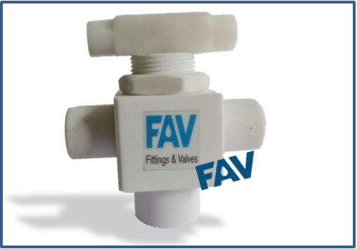 Teflon Ball Valve 3 way